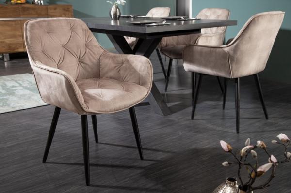 Dizajnová stolička MILANO šampanský zamat s prešívaním Chesterfield