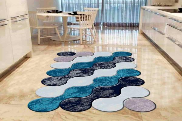 Dizajnový koberec WOOKECE 100 x 200, modrý, lila, tyrkysový