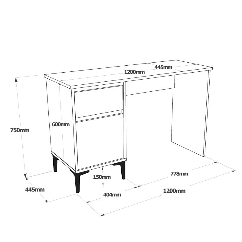 Dizajnový pracovný stôl ARCA 120 cm, MDF, svetlohnedý
