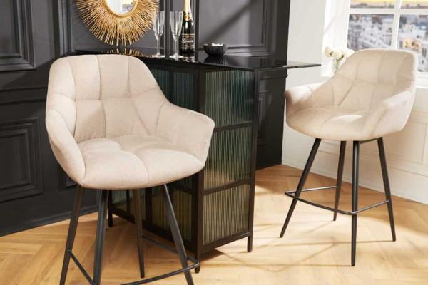 Otočná barová stolička PAPILLON champagne, štruktúrovaná tkanina
