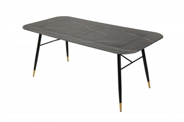 Dizajnový jedálenský stôl PARIS 180 cm sklo, mramorový vzhľad, antracit