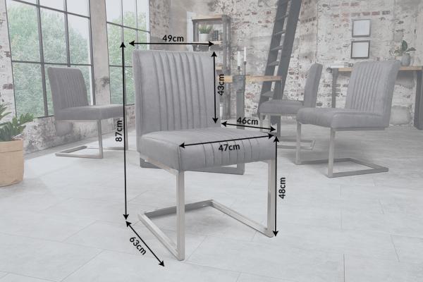 Elegantná konzolová stolička BIG ASTON brúsená šedá, nerezová oceľ