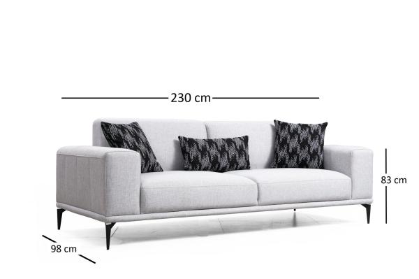 Dizajnová 3-miestna pohovka NIKEA 230 cm, šedá, tkanina