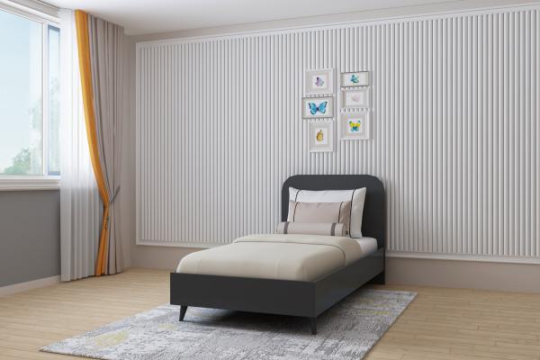Jednolôžková posteľ LAVINIA 90x200 cm, MDF, antracit