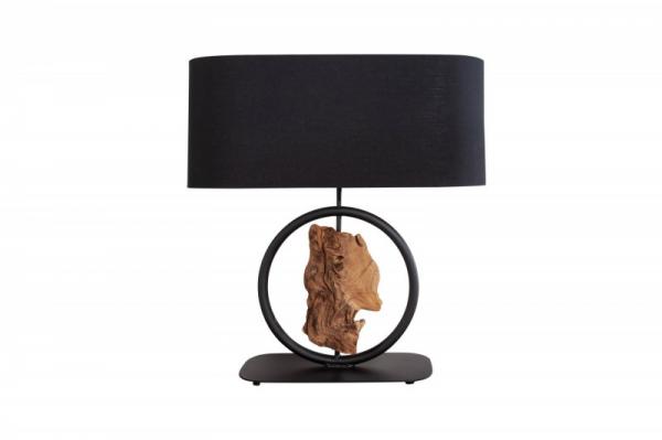 Dizajnová stolová lampa ELEMENTS 58 cm čierna s akáciovým drevom
