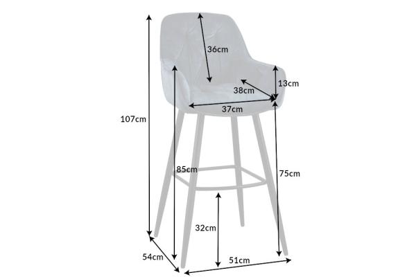 Dizajnová barová stolička MILANO, petrol, zamat