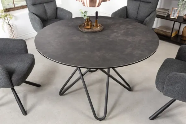 Extravagantný jedálenský stôl ELLIPSE 120 cm, antracitová keramika