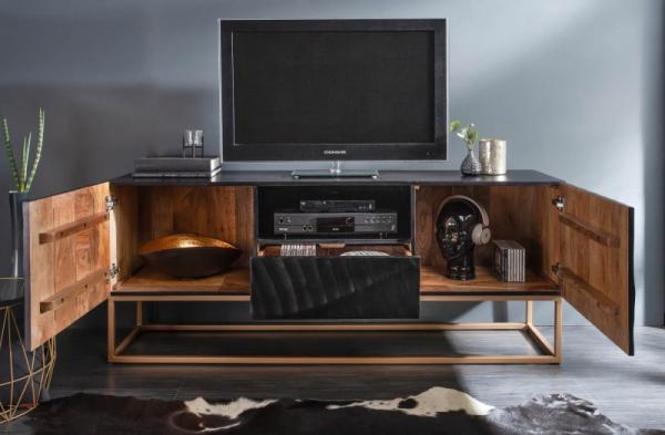 Masívny TV stolík SCORPION 160 cm mango, čierny