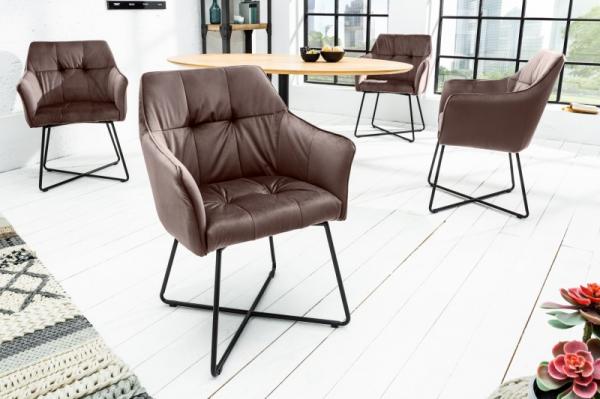 Exkluzívna dizajnová stolička LOFT vintage taupe hnedá, zamat