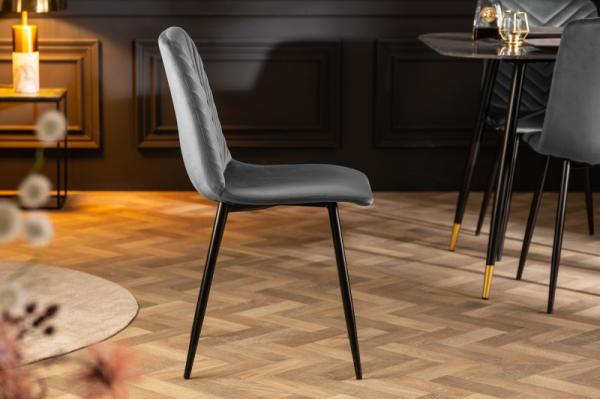 Dizajnová stolička AMAZONAS zamat, šedá s ozdobným prešívaním