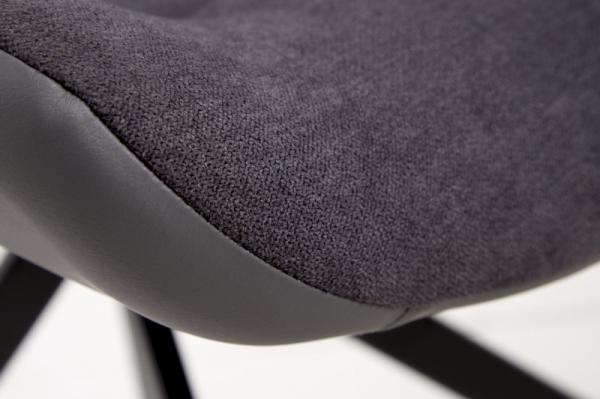 Dizajnová stolička DIVANI tmavo šedá, kovový rám čierny v retro štýle