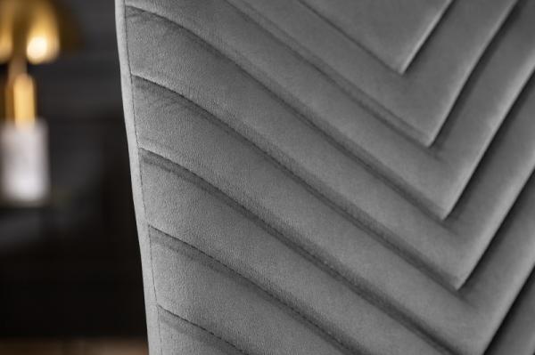 Dizajnová stolička AMAZONAS zamat, šedá s ozdobným prešívaním
