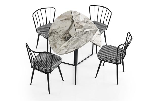 Okrúhly jedálenský stôl YAPRAK skladací, 100 cm, MDF, svetlošedý