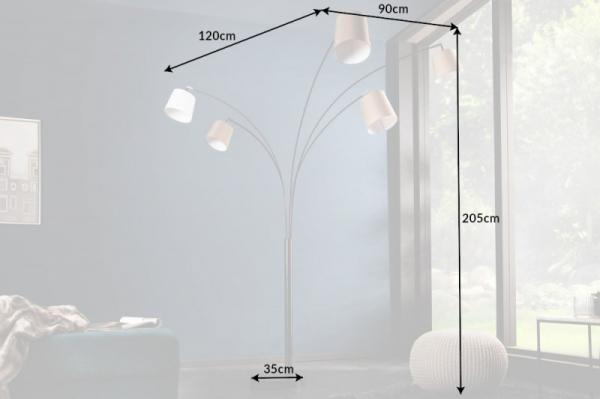 Dizajnová oblúková lampa LEVELS 205 cm, biela, béžová