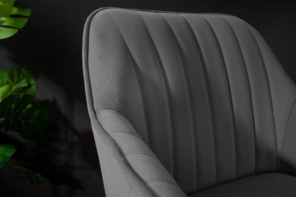 Barová stolička TURIN vintage šedá zamatová s dekoratívnou prešívkou
