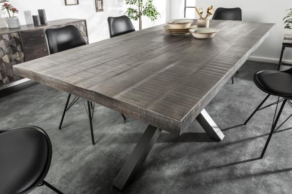 Masívny priemyselný jedálenský stôl GALAXIE 200 cm mango, šedý
