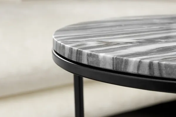 Dizajnová sada 2 príručných stolíkov ELEMENTS 37 cm, šedá, mramor