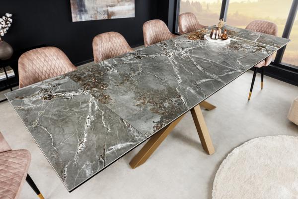 Rozkladací jedálenský stôl MARVELOUS 180-220-260 cm, šedý, mramorová keramika