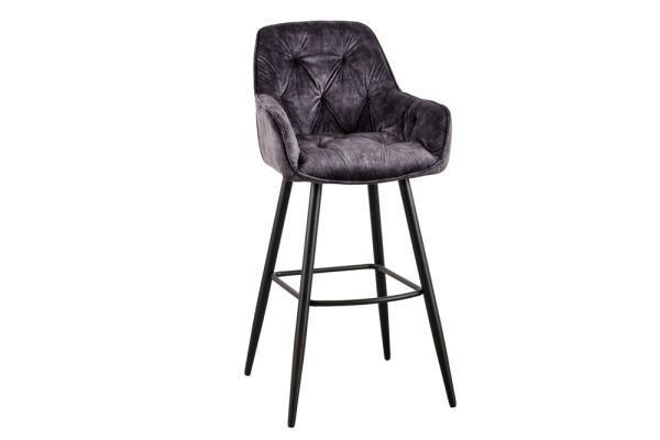 Dizajnová barová stolička MILANO, šedá, zamat