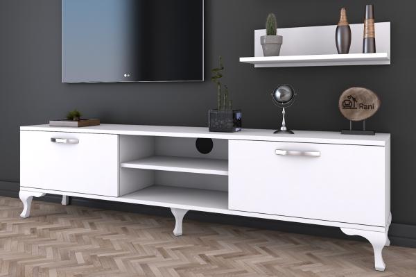 Dizajnový TV stolík UNIT 150 cm, MDF, biely