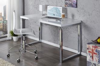 Moderný písací stôl WHITE DESK 120 cm vysoký lesk, biely